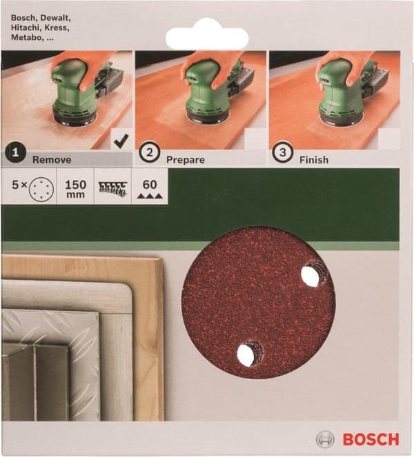 Bosch 2609256A30 slipplatta 5 stycken sliptillbehör (2609256A30)
