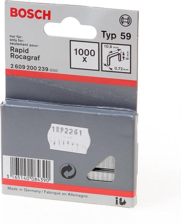 Bosch fintrådsklämma typ 59, 10,6 x 0,72 x 6 mm, 1 000 stycken 1 000 stycken 2609200239 (2609200239)