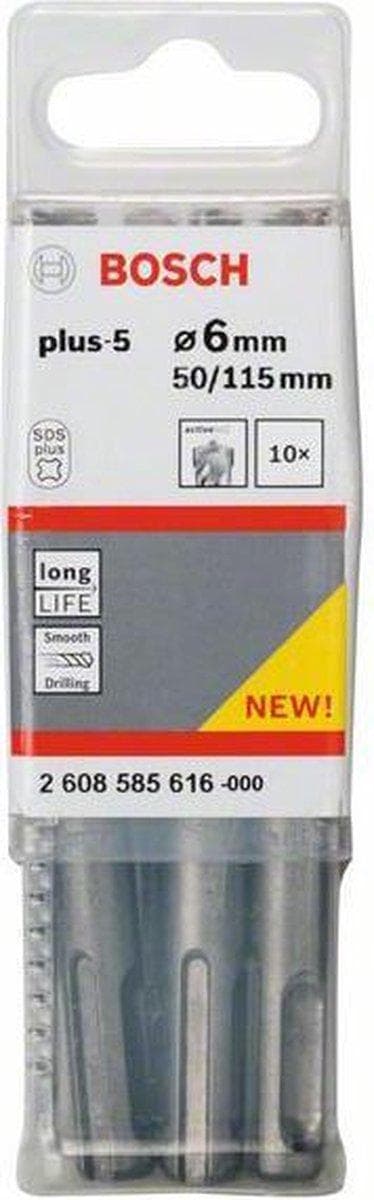 Bosch SDS-plus-5 - bor - til beton, murværk - 10 stk - 6 mm - SDS-plus - længde: 115 mm