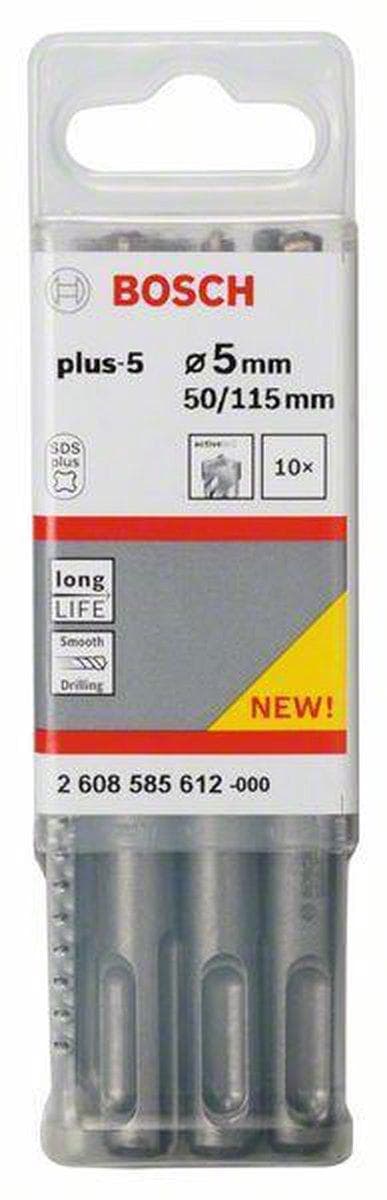 Bosch SDS-plus-5 - boremaskine - til beton, murværk, armeret beton - 10 stk - 5 mm - SDS-plus - længde: 115 mm