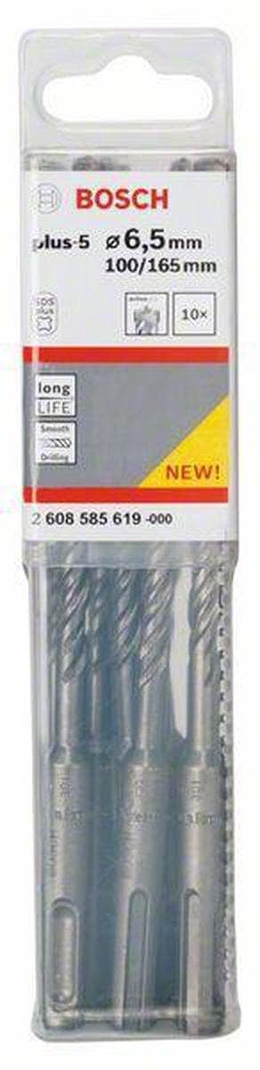 Bosch SDS-plus-5 - boremaskine - til beton, murværk, armeret beton - 10 stk - 6,5 mm - SDS-plus - længde: 165 mm