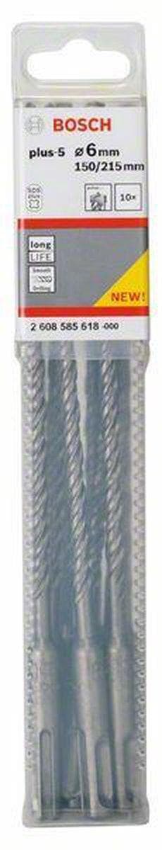 Bosch SDS-plus-5 - boremaskine - til beton, murværk, armeret beton - 10 stk - 6 mm - SDS-plus - længde: 215 mm