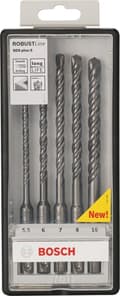 Miniatyrbillede 1 af 5: Bosch Robust Line SDS-plus-5 - boresæt - 5 stykker - 6 mm, 7 mm, 8 mm, 10 mm, 5,5 mm - SDS-plus - længde: 165 mm