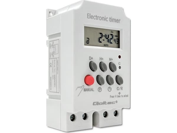 Qoltec PC0629 - Automatisk strömbrytare (kan monteras på DIN-skena) - LCD - vit