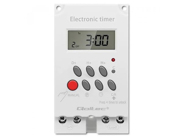 Qoltec PC0629 - Automatisk strömbrytare (kan monteras på DIN-skena) - LCD - vit