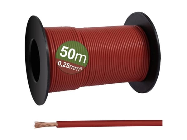 Quadrios 23CW022 Enkeltleder 0.25 mm² Rød 50 m