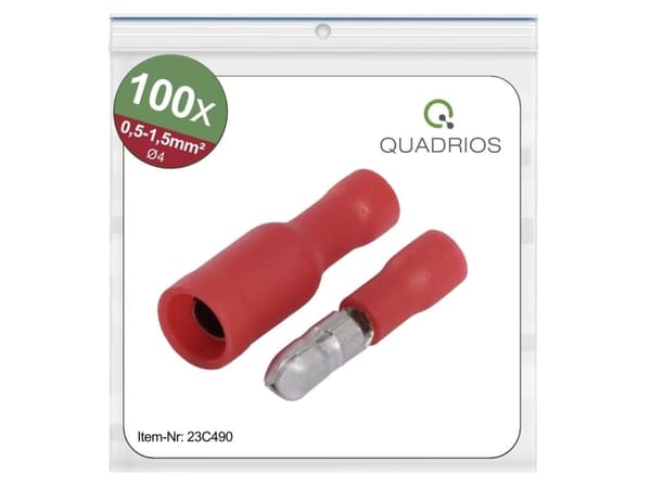 Quadrios 23C490 Rundstik 0,5 mm² - 1,5 mm² Rød 100 stk
