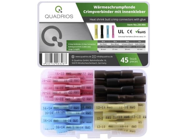 Quadrios 23C494 Crimpkonnektor 0.5 mm² 6 mm² Rød, Blå , Sort, Gul 45 stk