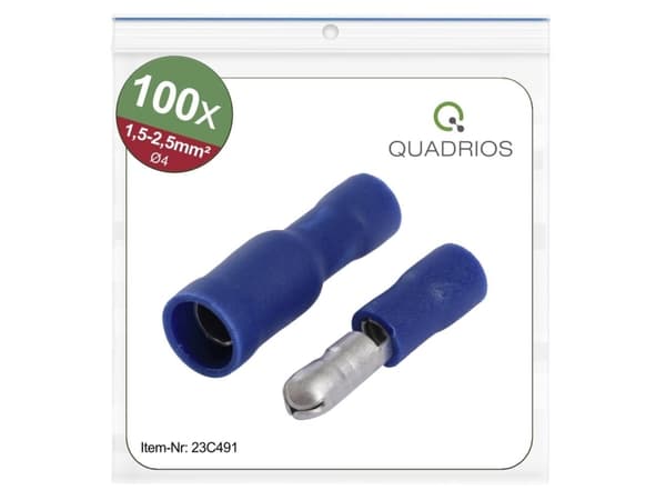 Quadrios 23C491 Rundstik 1.5 mm² - 2.5 mm² Blå 100 stk