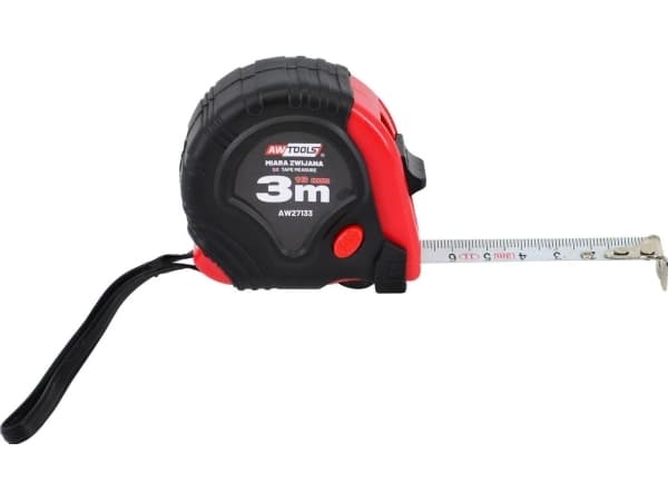 AW-Tools AWTools AWTOOLS RUND MÅL RØD/SORT 10m x 25mm AW27137