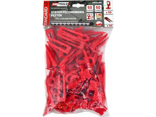 AW-Tools AWTOOLS STANDARD PLATE LEVELING SYSTEM 3.0mm - 7-15mm - CLIPS 50kpl + CLIPS 50kpl.
