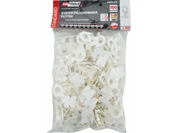 AW-Tools AWTOOLS FLISNIVELLERINGSSYSTEM STANDARD 2,0mm - 7-15mm - CLIP 100stk.