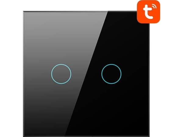Avatto Touch lysbryter, WiFi, Dual, TUYA, svart (TS02-EU-B2)