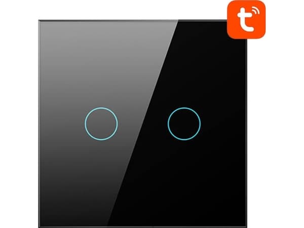 Avatto ZigBee Touch Light Switch Avatto LZTS02-EU-B2 Dual Uten Neutral TUYA (svart)