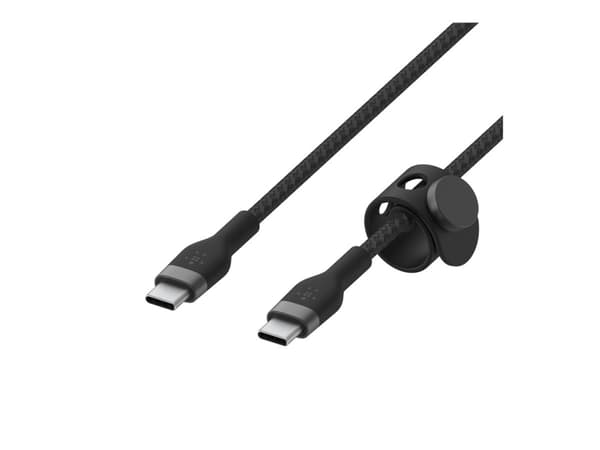Belkin BoostCharge PRO Flex - USB-kabel - 24 pin USB-C (hann) til 24 pin USB-C (hann) - USB 2.0 - 3 A - 1 m - USB Power Delivery (60W) - svart-hvit (