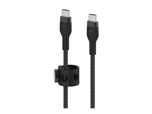 Belkin BoostCharge PRO Flex - USB-kabel - 24 pin USB-C (hann) til 24 pin USB-C (hann) - USB 2.0 - 3 A - 1 m - USB Power Delivery (60W) - svart-hvit (