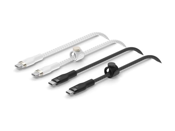 Belkin BoostCharge PRO Flex - USB-kabel - 24 pin USB-C (hann) til 24 pin USB-C (hann) - USB 2.0 - 3 A - 1 m - USB Power Delivery (60W) - svart-hvit (
