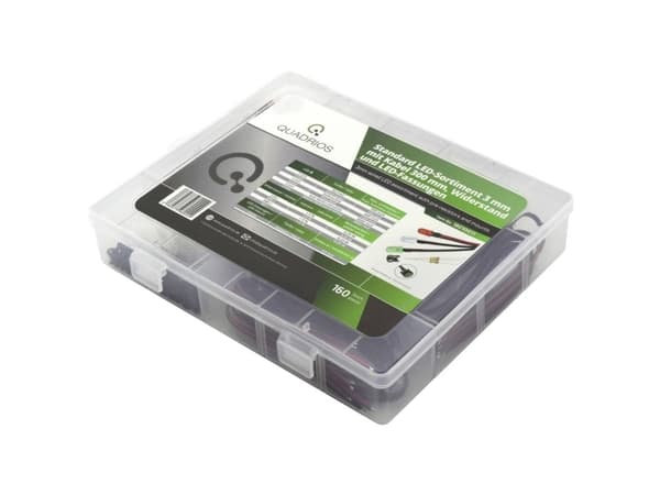 Quadrios LED-sortiment Rød, Grøn, Gul, Blå , Kølig hvid, Varm hvid 3 mm 20 mA 3.0 V