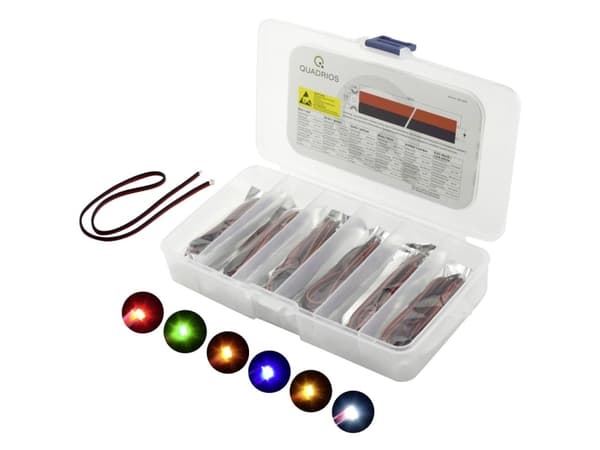 Quadrios LED-sortiment Röd, grön, gul, blå, vit, bärnsten 20 mA 3,0 V