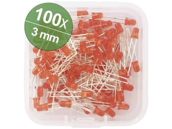Quadrios LED-sortiment Rød 3 mm 20 mA 2.0 V