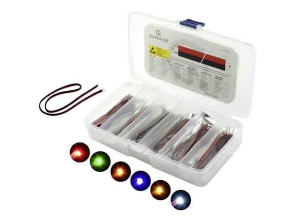Quadrios LED-sortiment Röd, grön, gul, blå, vit, bärnsten 20 mA 3,0 V