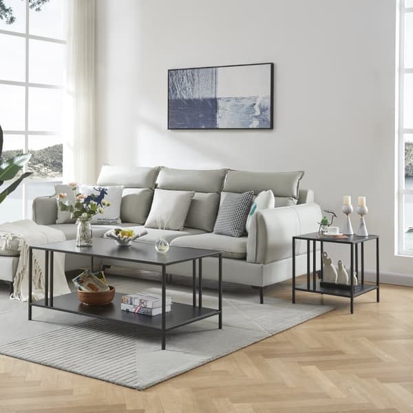 Soffbord Kumlinge 47x45x45 cm stål svart [en.casa]