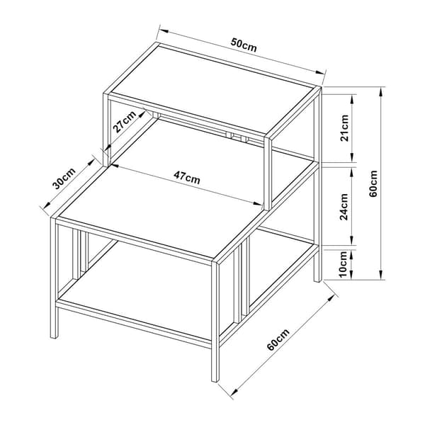 Soffbord Kumlinge 50x60x60 cm stål vit [en.casa]