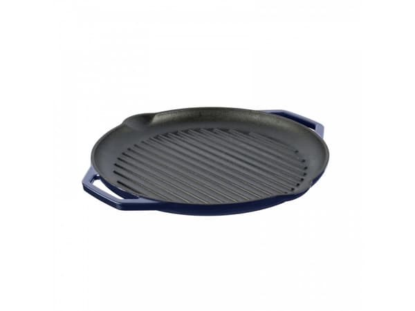 Grand_Feu Enameled Ribbed Cast Iron Frying Pan Blu