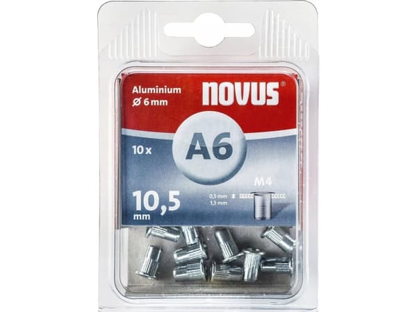 Novus 045-0041, Drivnit, Gjuten aluminium, Gjuten aluminium, Platt huvud, 1,05 cm, 17 g