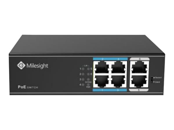 Milesight MS-S0204-EL - Switch - 4 x 10/100 (PoE+) + 2 x 10/100 (opplink) - stasjonær, veggmonterbar - PoE+ (65 W)