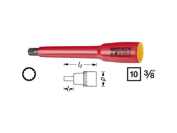 Hazet 8808LG-8KV Multitand (XZN) VDE-topnøgleindsats 8 mm 3/8 (10 mm)