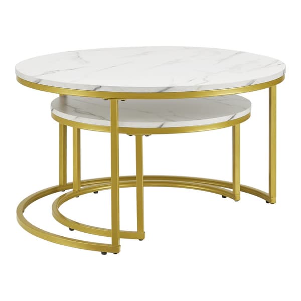 Soffbord set Christchurch marmormönster guld [en.casa]
