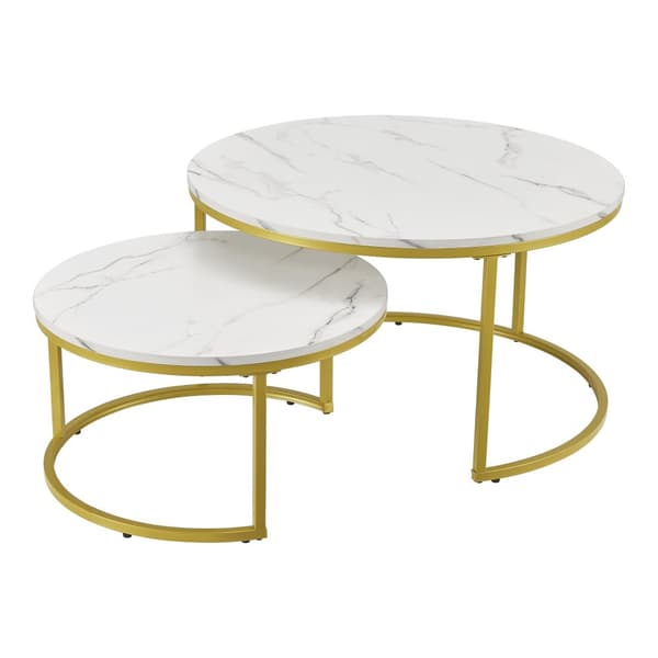 Soffbord set Christchurch marmormönster guld [en.casa]