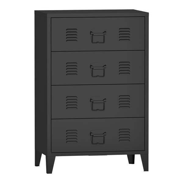 Metallbyrå Hämeenlinna med 4 lådor 92x80x40 cm svart [en.casa]