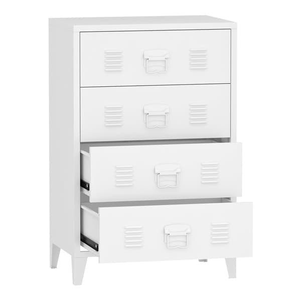 Metallbyrå Hämeenlinna med 4 lådor 92x80x40 cm vit [en.casa]
