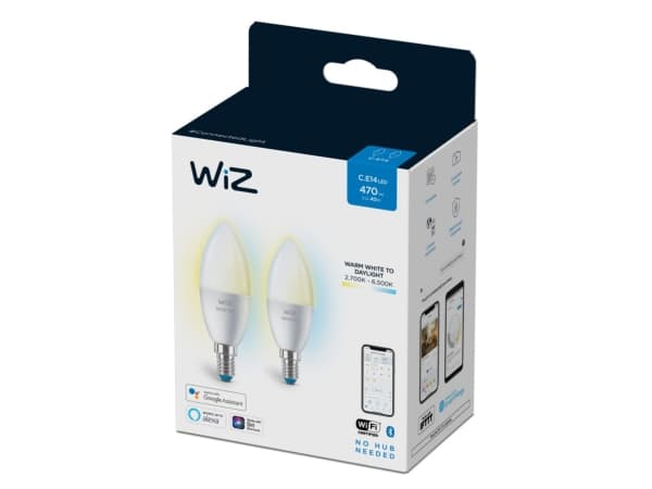 WiZ Kynttilälamppu 40 W C37 E14 x2, Älylamppu, Wi-Fi, Valkoinen, LED, E14, Multi