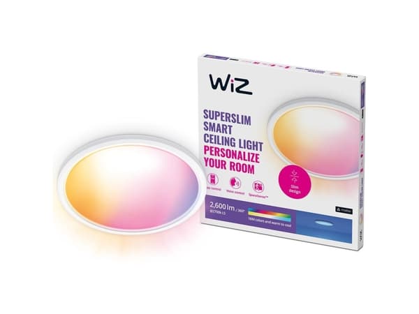 WiZ Superslim Ceiling 22 W, Älykattovalo, Valkoinen, LED, Ei vaihdettavissa oleva hehkulamppu, 2200 K, 6500 K