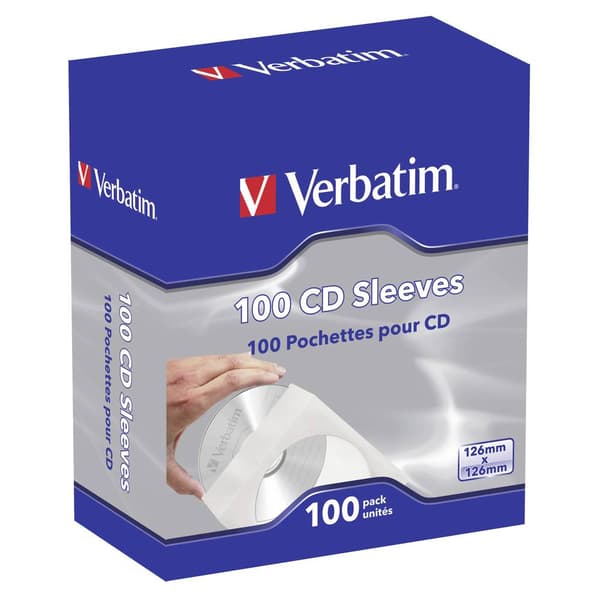 Verbatim CD-fodral 49976 1 CD/DVD/Blu-Ray Vit Papper 100 st