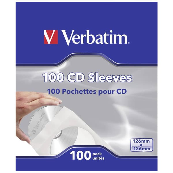 Verbatim CD-fodral 49976 1 CD/DVD/Blu-Ray Vit Papper 100 st