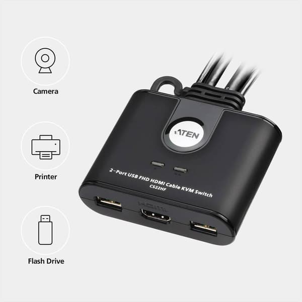 ATEN CS22HF HDMI-Switch HDMI Tangentbord 1920 x 1080 Pixel