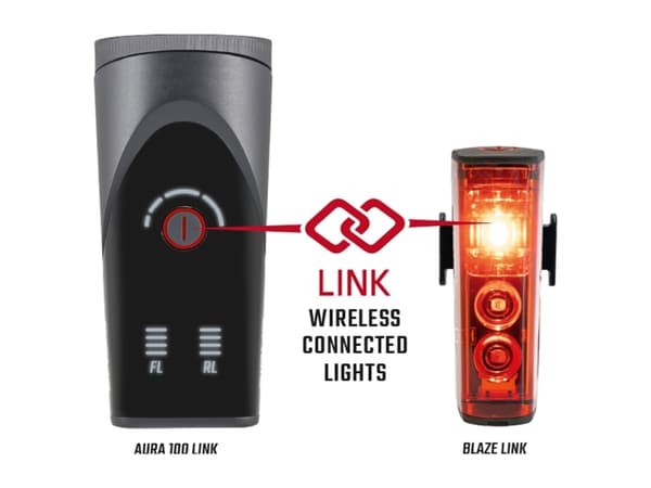 Sigma Sport Aura 100 Set + Blaze Link, Frontlys + baklys (sett), Sort, IPX4, LED, Rød, Hvit, 100 lm
