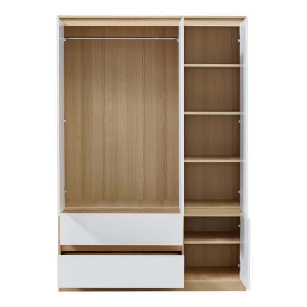 Klädskåp Bastheim med 4 dörrar 6 fack 2 lådor 176x120x52 cm vit ekfärg [en.casa]