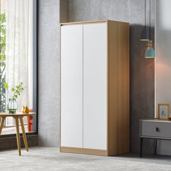Klädskåp Bastheim med 2 dörrar 4 fack 176x80x52 cm vit ekfärg [en.casa]