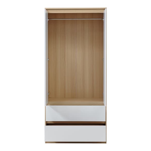 Klädskåp Bastheim med 2 dörrar 2 lådor 176x80x52 cm vit ekfärg [en.casa]