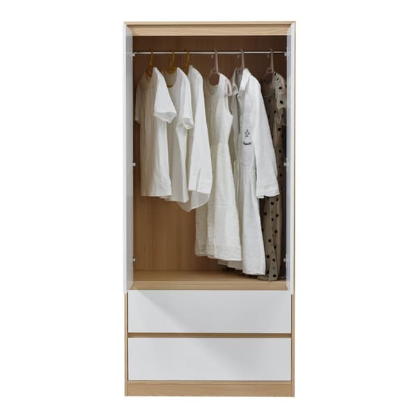 Klädskåp Bastheim med 2 dörrar 2 lådor 176x80x52 cm vit ekfärg [en.casa]