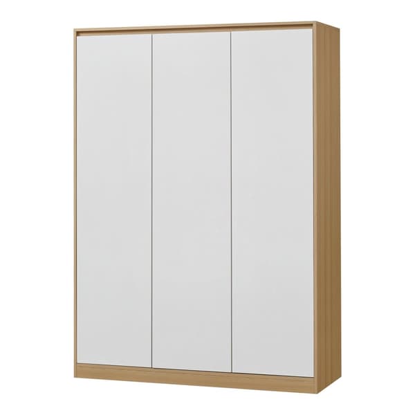 Klädskåp Bastheim med 3 dörrar 4 fack 176x120x52 cm vit ekfärg [en.casa]