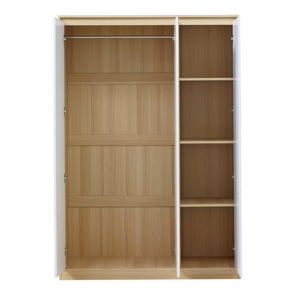 Klädskåp Bastheim med 3 dörrar 4 fack 176x120x52 cm vit ekfärg [en.casa]