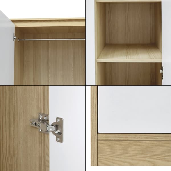 Klädskåp Bastheim med 3 dörrar 4 fack 176x120x52 cm vit ekfärg [en.casa]