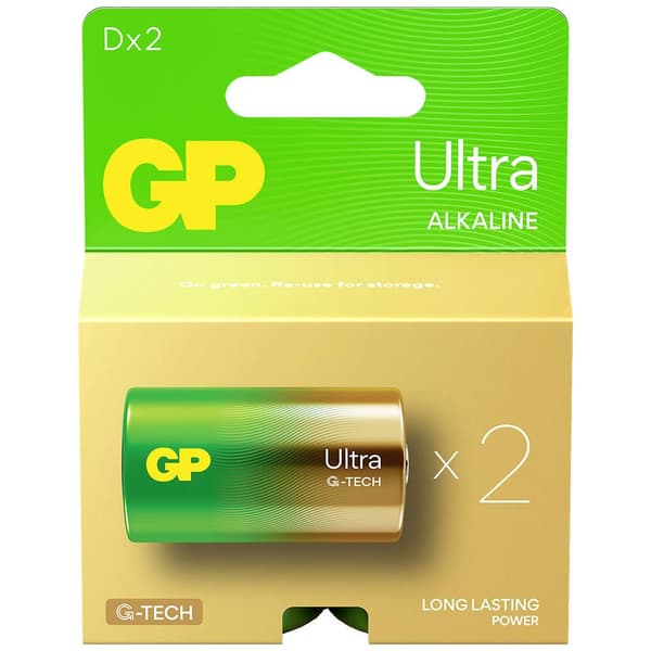 Batteri D (R20) GP Ultra Alkaliskt 1.5 V 2 st