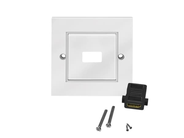 LogiLink kopplingsdosa, HDMI hona - HDMI hona, vit Ytmonterad dosa med 1 anslutning, 86 x 86 mm, för skruvmontering, - 1 st (AH0017)